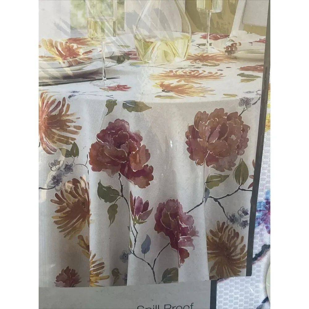 Arlee Home Fashions Multi Color Barrett Microfiber Tablecloth OBLONG 52”x70”